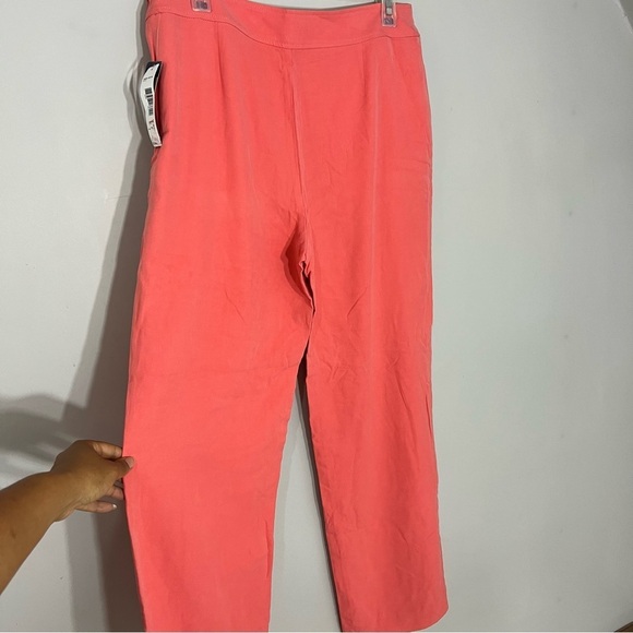 NWT Pendleton Coral Pants Vintage 100% Silk Wide Leg Slacks Relaxed Fit Trousers - Picture 6 of 12